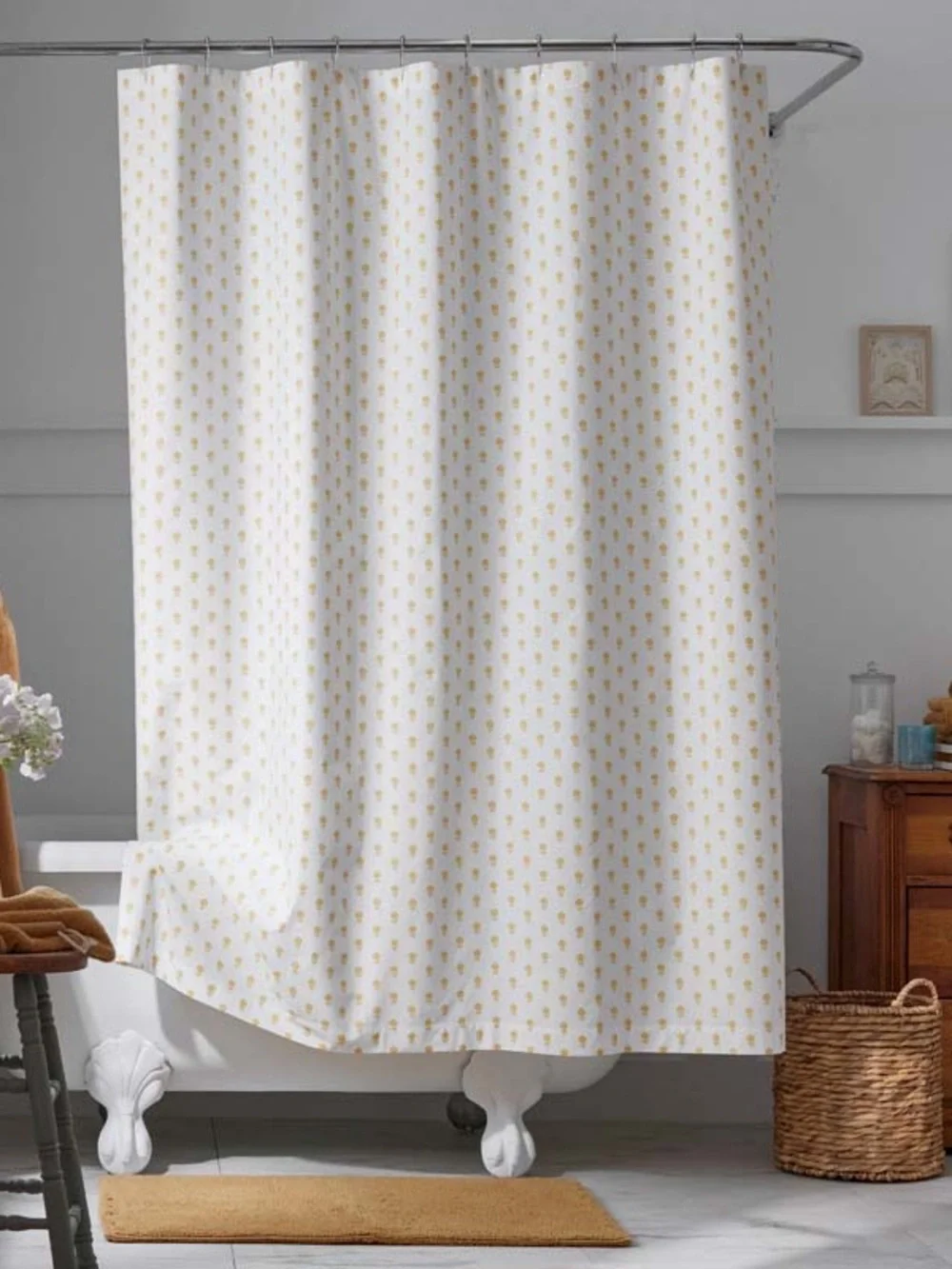 Heather Taylor Home yellow flower shower curtain. NWT
